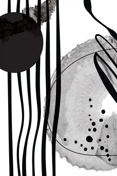 Abstract: Watercolor Black And White Abstract Geometric VI by Artsy Bessy