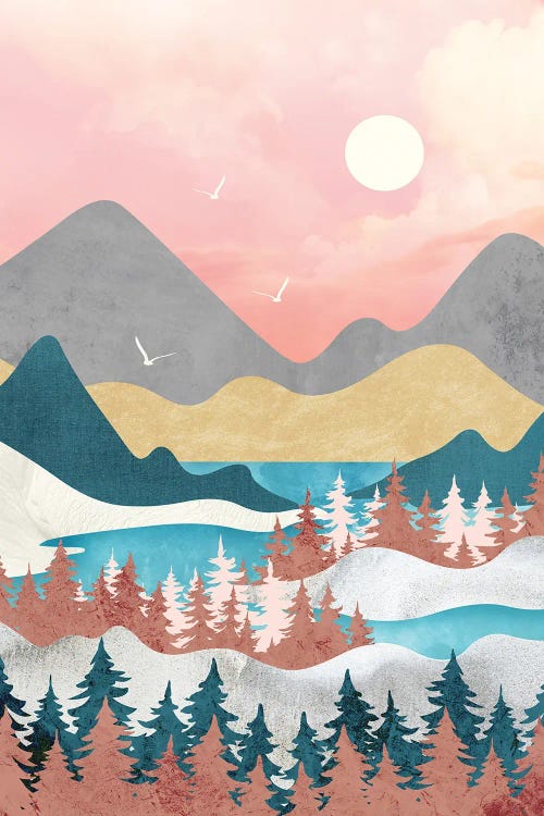 Mountains, Lake, And Serenity by Artsy Bessy wall art