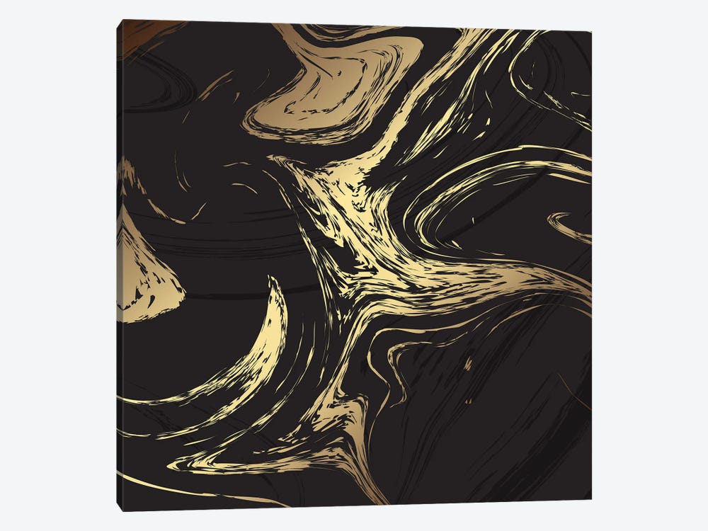 Gold On Black Marble by Artsy Bessy 1-piece Canvas Art Print