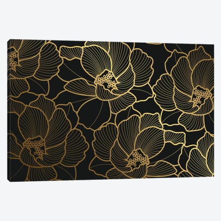 Golden Floral Canvas Print #ASY65} by Artsy Bessy Canvas Wall Art