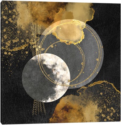 Glam Golden Spirals Geo Abstract I Canvas Art Print - Artsy Bessy