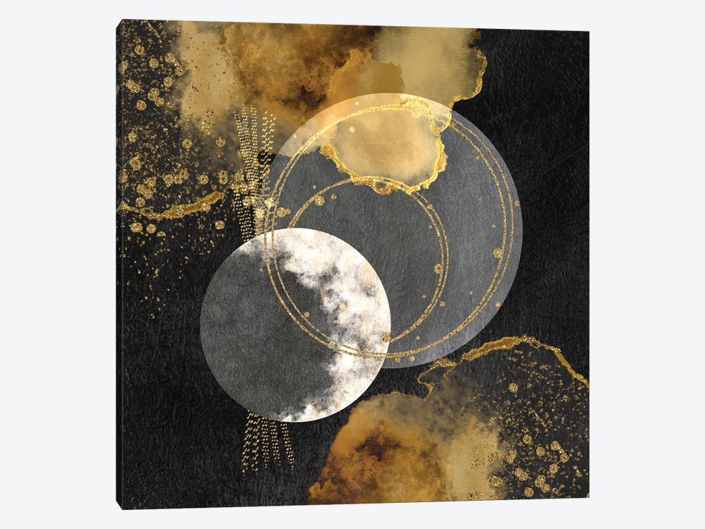 Glam Golden Spirals Geo Abstract I by Artsy Bessy 1-piece Canvas Wall Art