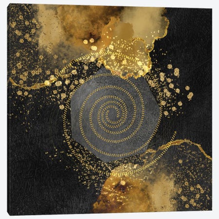 Glam Golden Spirals Geo Abstract II Canvas Print #ASY8} by Artsy Bessy Canvas Art Print