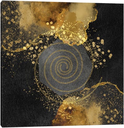 Glam Golden Spirals Geo Abstract II Canvas Art Print - Artsy Bessy