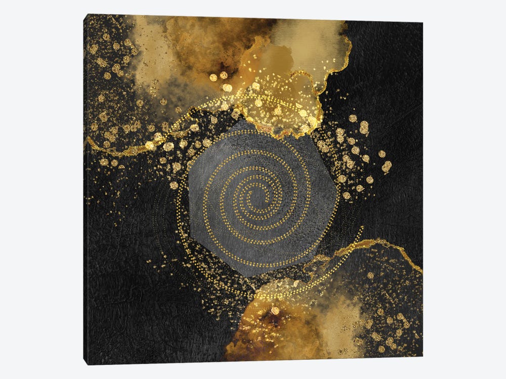 Glam Golden Spirals Geo Abstract II by Artsy Bessy 1-piece Art Print
