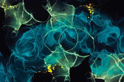 Cobalt Blue And Gold Dust Alcohol Ink by Artsy Bessy multi panel art