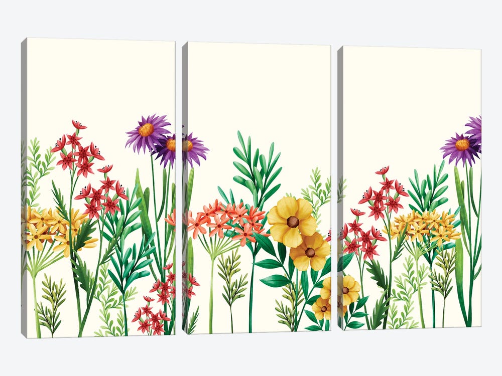 Flowers Of Summer by Artsy Bessy 3-piece Canvas Print