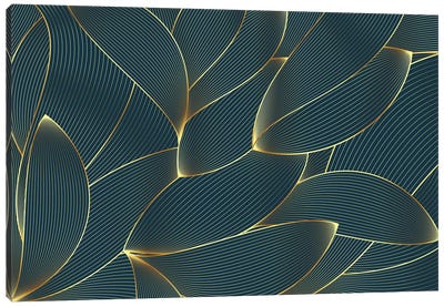 Luxe Leaves II Canvas Art Print - Gold & Teal Art