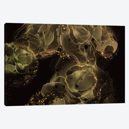 Golden Alcohol Ink Canvas Print #ASY98} by Artsy Bessy Canvas Wall Art