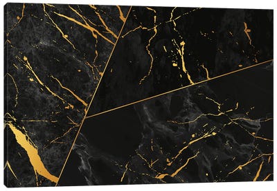 Elegant Black And Gold Marble Canvas Art Print - Agate, Geode & Mineral Art