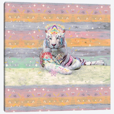 Mishka The White Tiger Canvas Print #ASZ17} by Amber Somerset Canvas Artwork