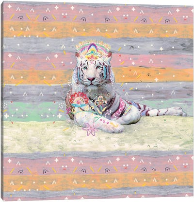 Mishka The White Tiger Canvas Art Print - Amber Somerset