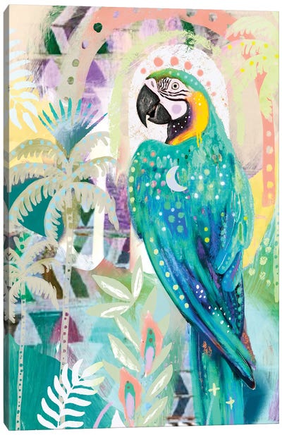 Tropical Macaw Canvas Art Print - Parrot Art