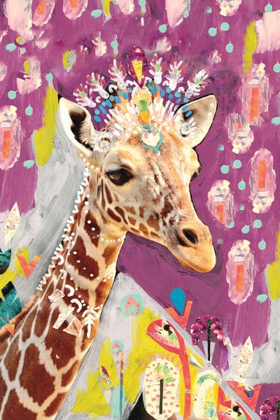 Purple Giraffe Canvas Wall Art by Amber Somerset iCanvas