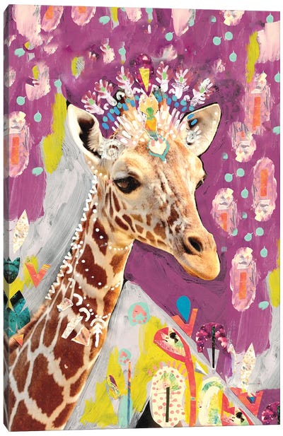 Purple Giraffe Canvas Art Print - Giraffe Art