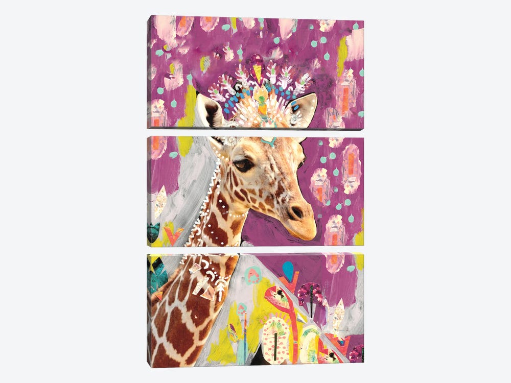 Purple Giraffe by Amber Somerset 3-piece Canvas Wall Art