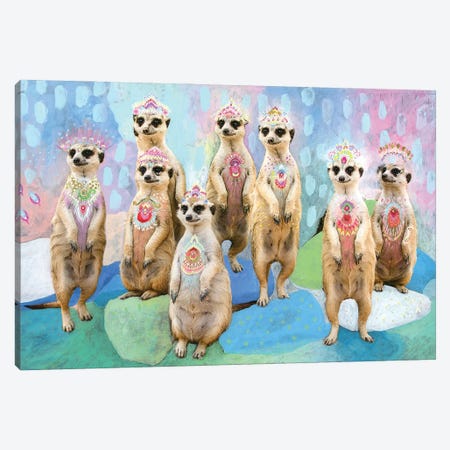 Carnivale Meerkats Canvas Print #ASZ4} by Amber Somerset Canvas Art Print