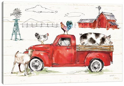 Down on the Farm II No Words Canvas Art Print - Kids Transportation Art