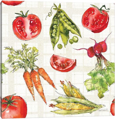 Veggie Market Pattern IA Canvas Art Print