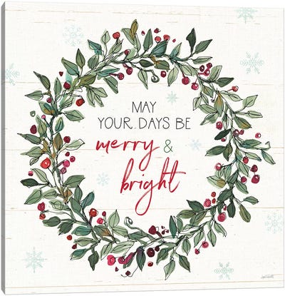 Holiday on the Farm IX Merry and Bright Canvas Art Print - Christmas Signs & Sentiments