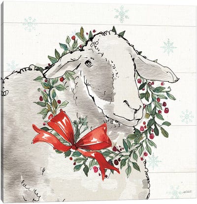 Modern Farmhouse XIII Christmas Canvas Art Print - Sheep Art