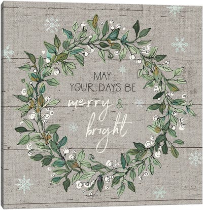 Holiday on the Farm IX - Merry and Bright Canvas Art Print - Christmas Signs & Sentiments