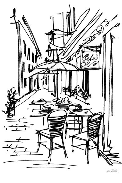 Cafes: Cafe Sketch II by Anne Tavoletti