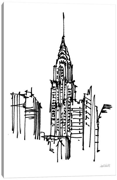 Chrysler Building Sketch Canvas Art Print - Anne Tavoletti
