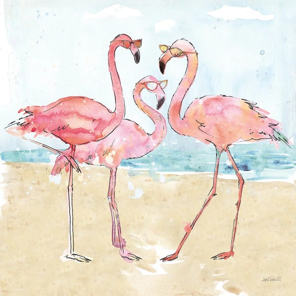 Flamingos: Flamingo Fever Beach by Anne Tavoletti