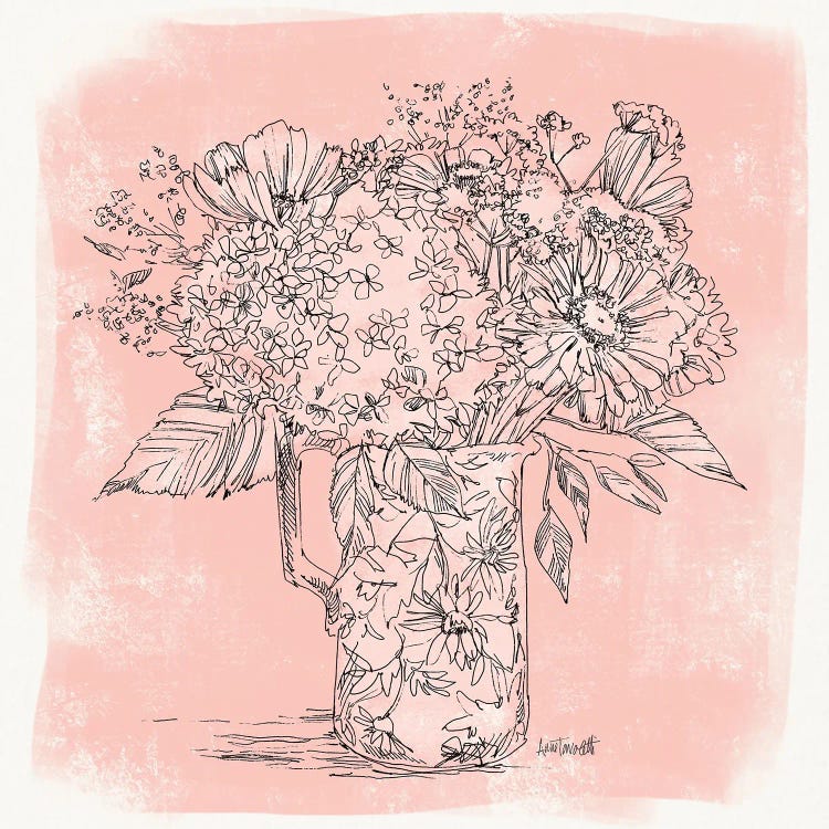 Hydrangea In Pitcher Sketch by Anne Tavoletti wall art
