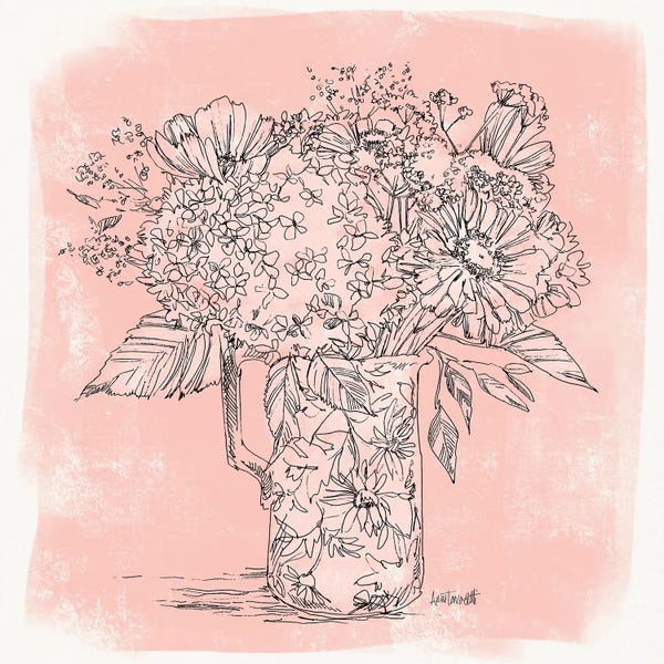 Minimalist Décor: Hydrangea In Pitcher Sketch by Anne Tavoletti