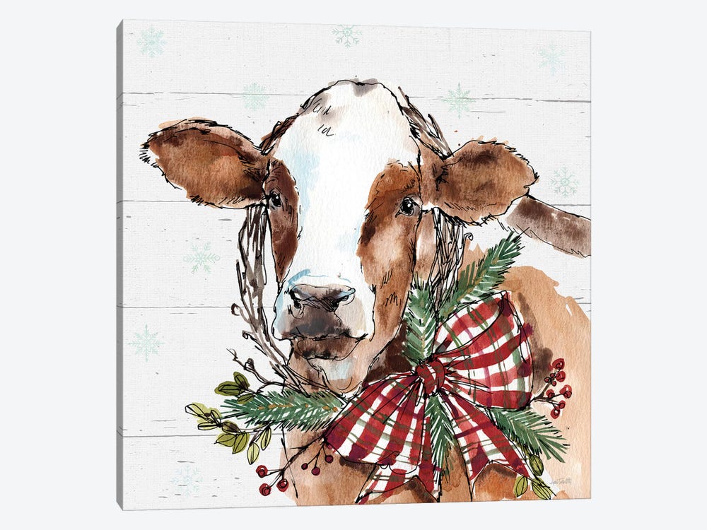 Christmas Cow by Anne Tavoletti 1-piece Canvas Print