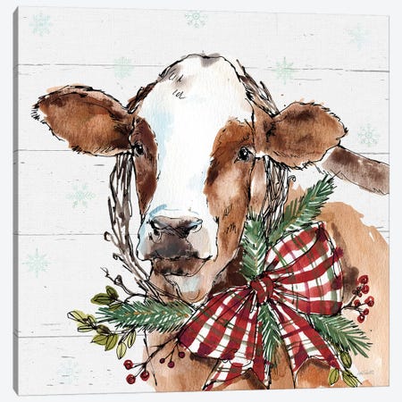 Christmas Cow Canvas Print #ATA48} by Anne Tavoletti Canvas Art