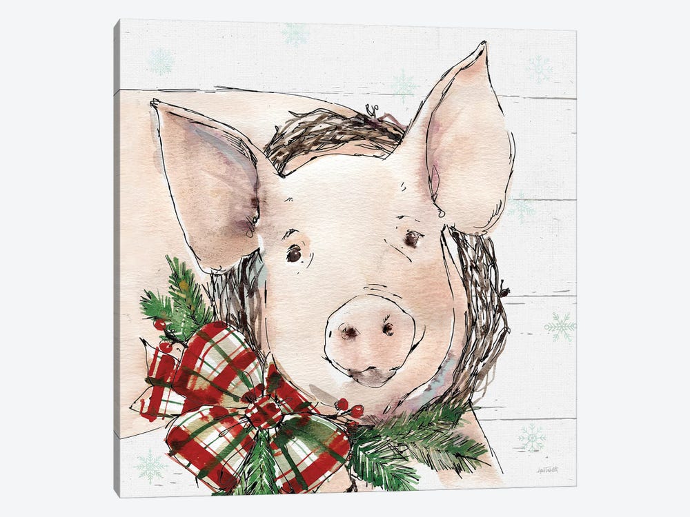 Christmas Pig by Anne Tavoletti 1-piece Canvas Art