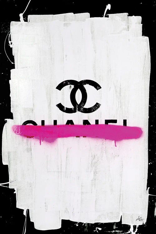 Chanel with Pink Overspray Canvas Wall Art by Antonio Brasko
