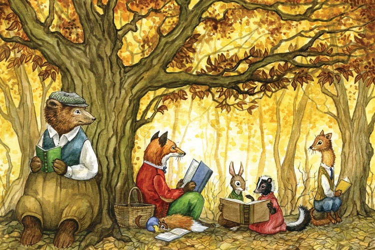 Fall Into Reading With Hector Fox And Friends by Astrid Sheckels wall art