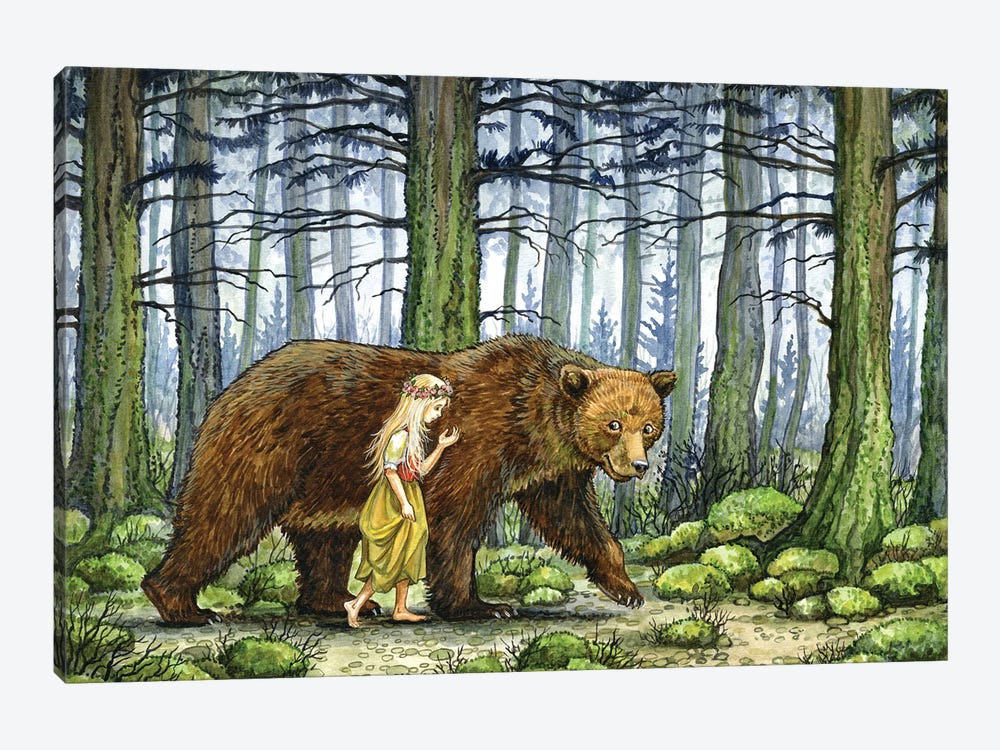 The Girl And The Bear by Astrid Sheckels 1-piece Canvas Art Print