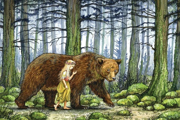 Fairytale Scenes: The Girl And The Bear by Astrid Sheckels