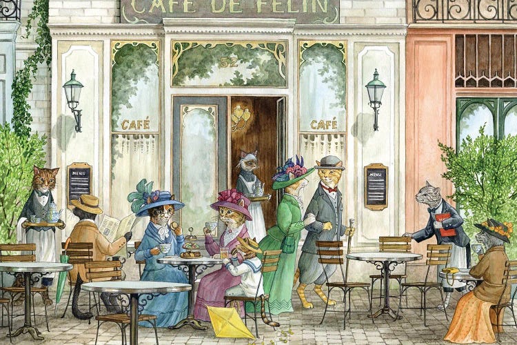 At The Feline Cafe by Astrid Sheckels wall art