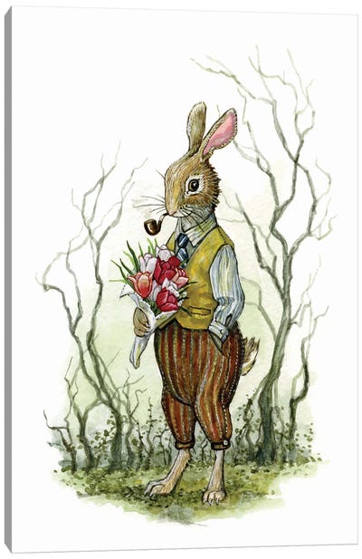 Jeremiah Rabbit Canvas Art Print - Fairytale Scenes