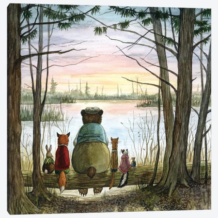 Sunset With Hector Fox And Friends. Canvas Print #ATD36} by Astrid Sheckels Art Print