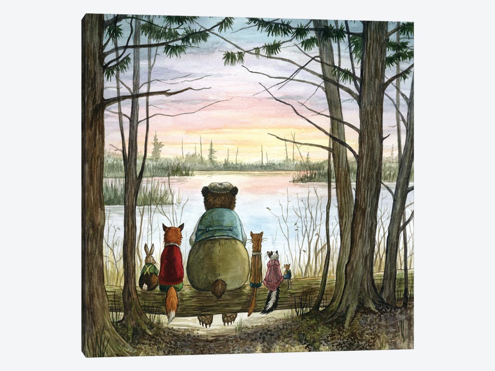 Sunset With Hector Fox And Friends. by Astrid Sheckels 1-piece Canvas Wall Art