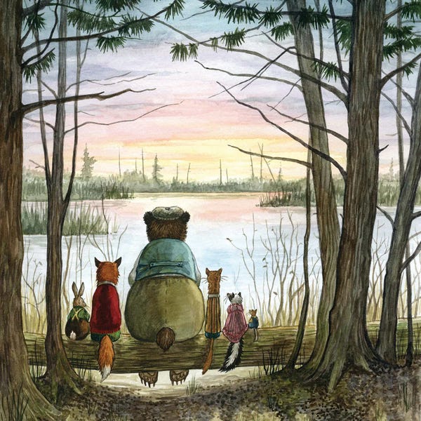Kids Animal Art: Sunset With Hector Fox And Friends. by Astrid Sheckels