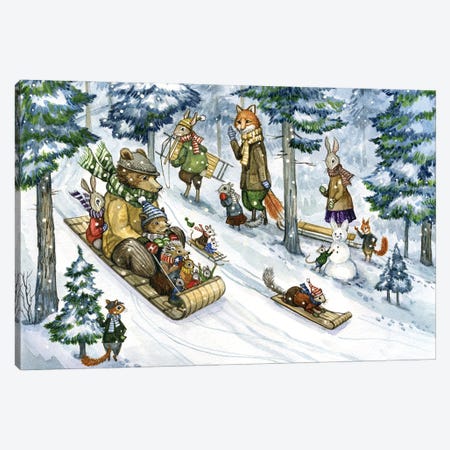 The Sledding Hill Canvas Print #ATD39} by Astrid Sheckels Canvas Artwork
