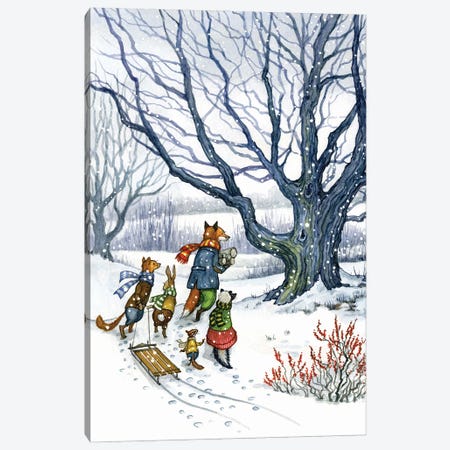 Through The Snow With Hector Fox And Friends Canvas Print #ATD42} by Astrid Sheckels Canvas Print