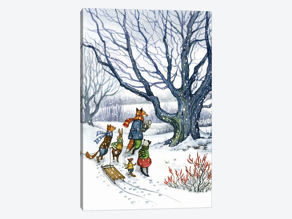 Through The Snow With Hector Fox And Friends by Astrid Sheckels 1-piece Canvas Print