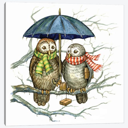 Two Owls Canvas Print #ATD43} by Astrid Sheckels Art Print
