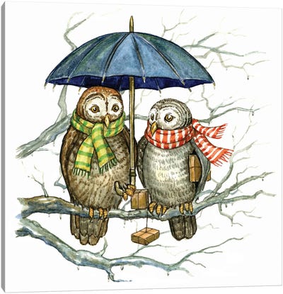 Two Owls Canvas Art Print - Astrid Sheckels