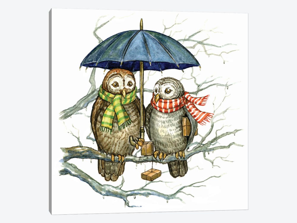 Two Owls by Astrid Sheckels 1-piece Canvas Wall Art