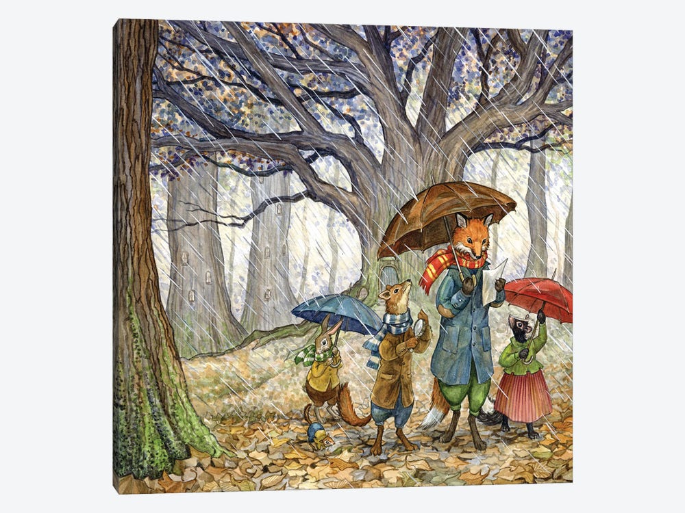 Rainy Day With Hector Fox And Friends by Astrid Sheckels 1-piece Art Print